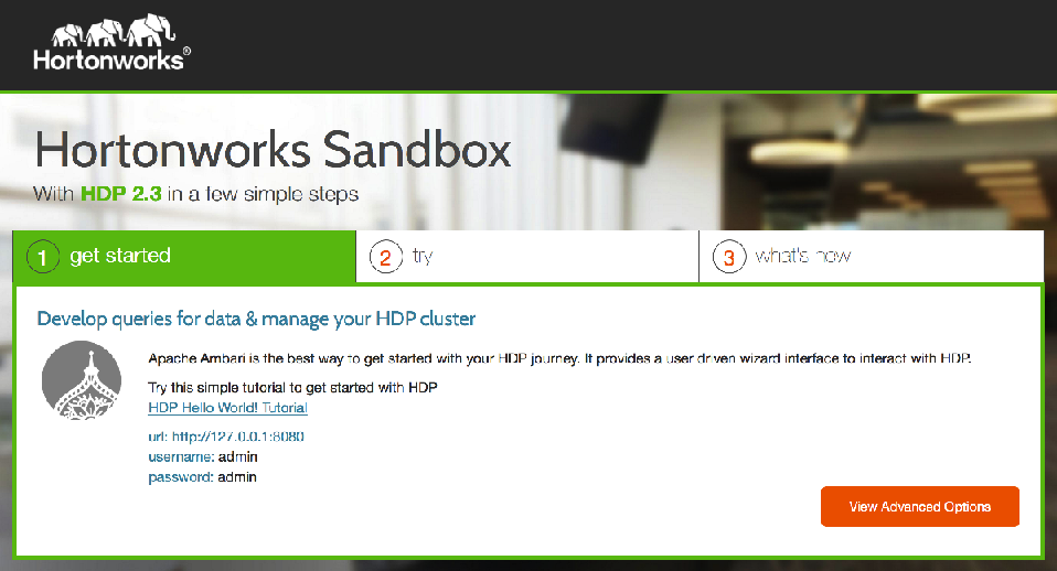 Hortonworks Sandbox web console