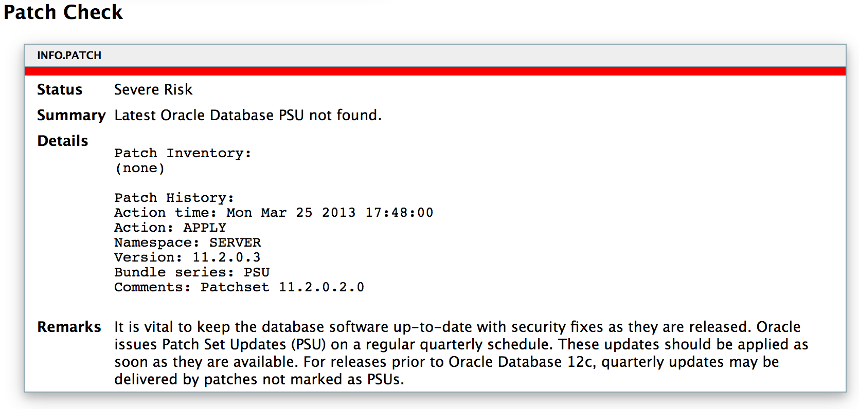 DBSAT version check