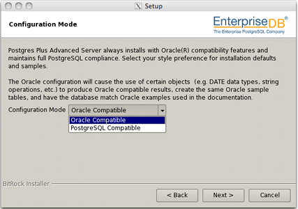 PostgreSQL graphical install - Oracle Compatibility