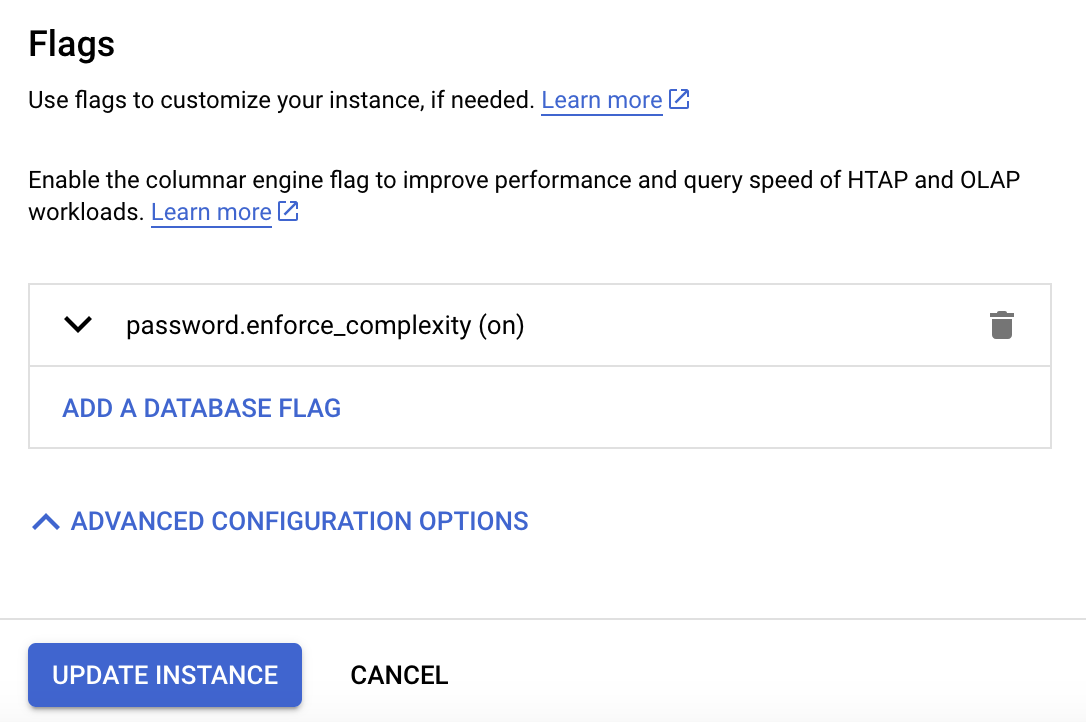 Cloud SQL Advanced configuration