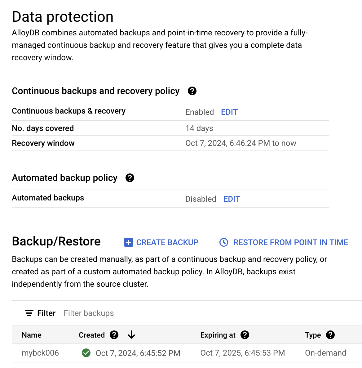 AlloyDB Backup