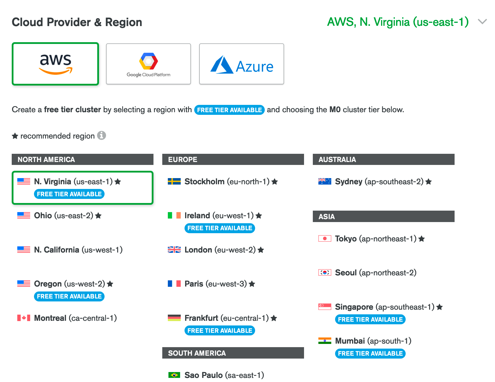 MongoDB Atlas - Amazon AWS