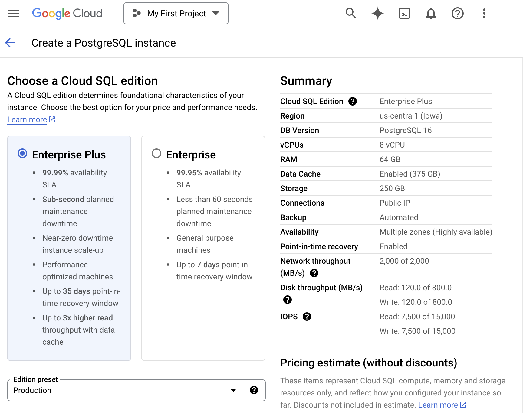 Cloud SQL - Create Database Instance