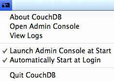 CouchDB MAC OS X toolbar