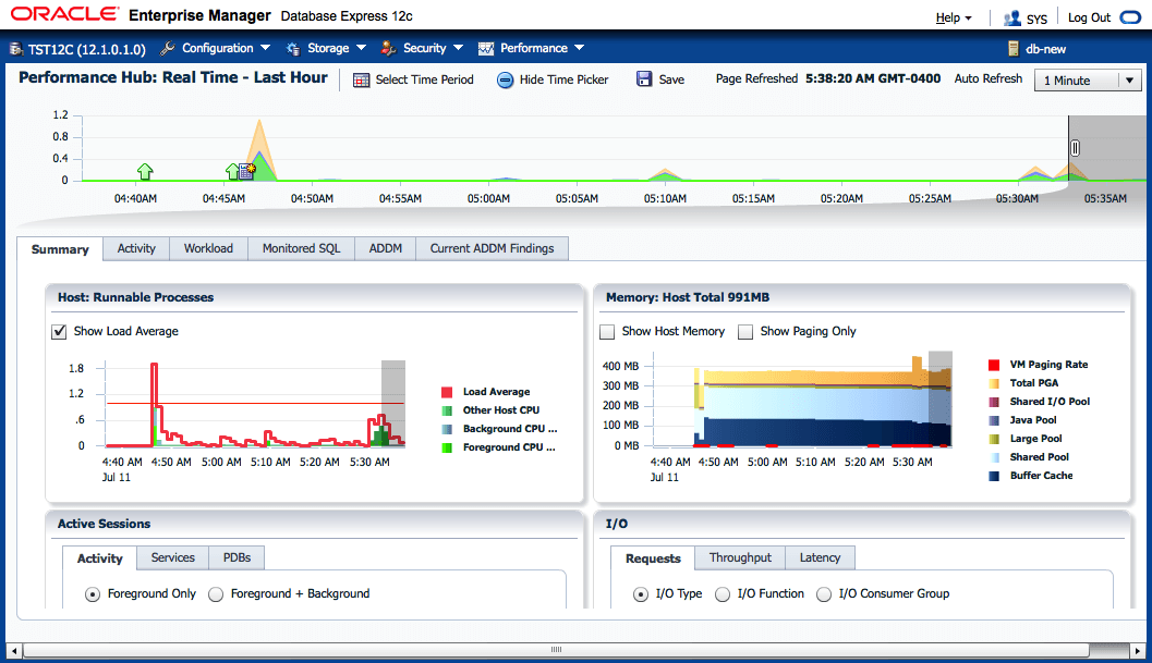 Enterprise Manager Express Oracle 12c - Performance Hub