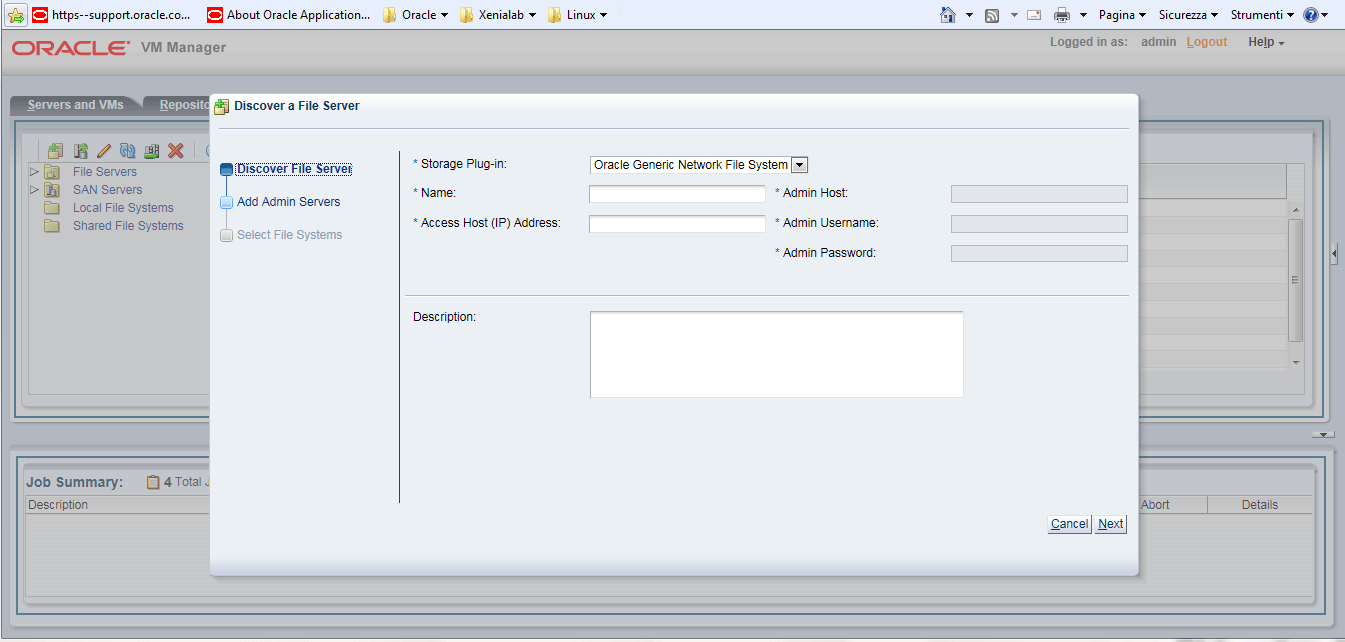 OVM - configurazione Storage