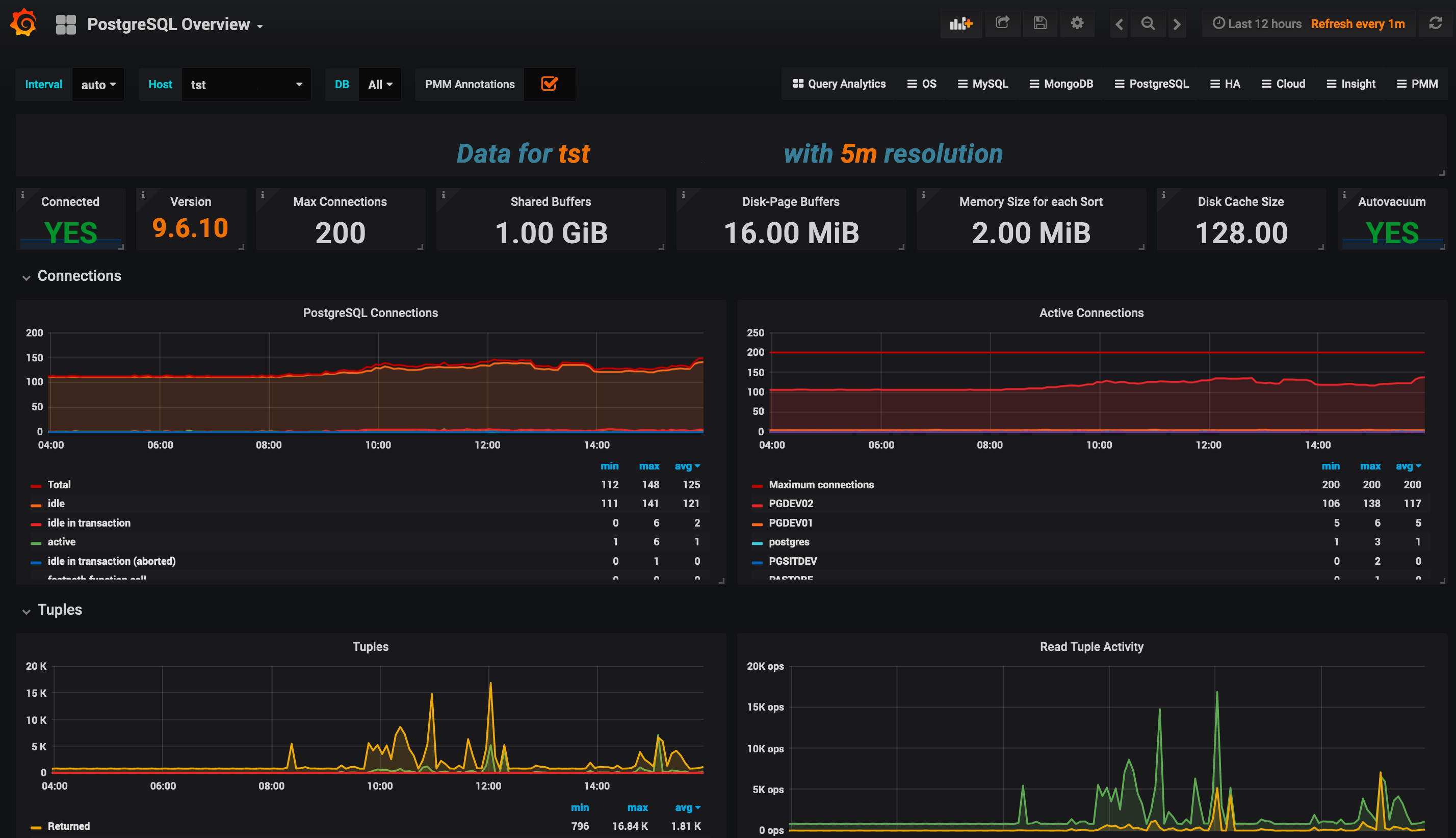 PMM - Statistiche PostgreSQL