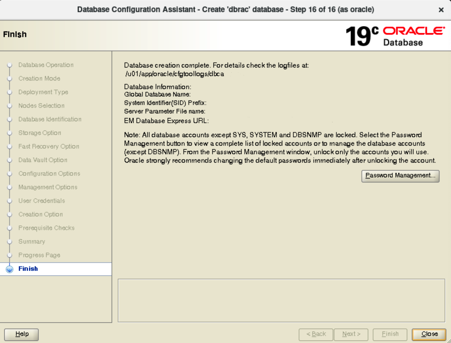 Installazione Oracle RAC 19c - Creazione RAC: successo!