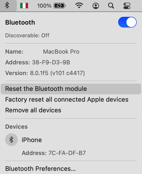 Reset Bluetooth