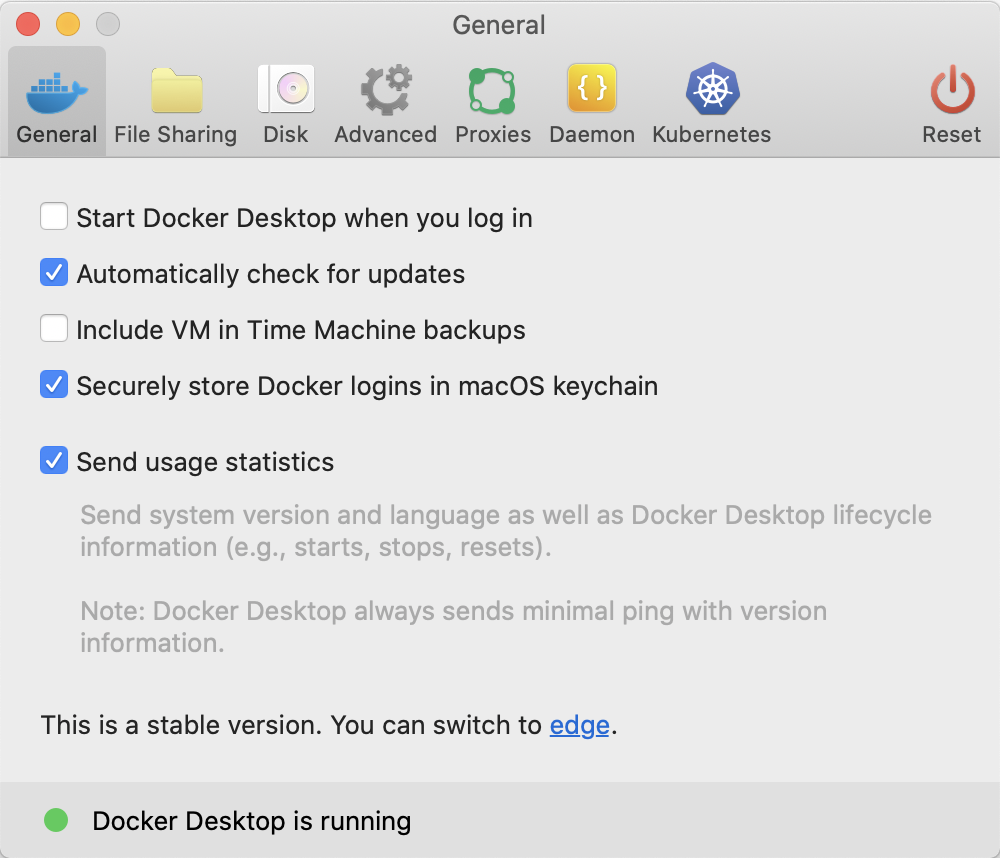 Docker for Mac - Preferences