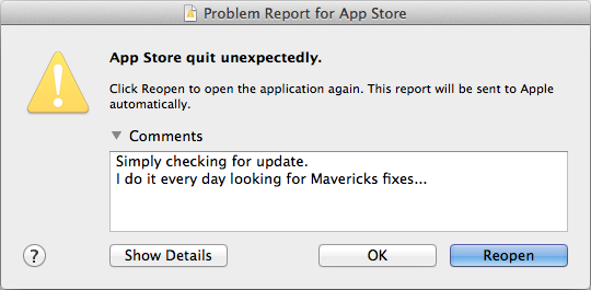 Mavericks Upgrade-Abend di App Store