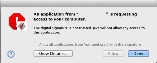 Mavericks Upgrade-Applicazione Java bloccata