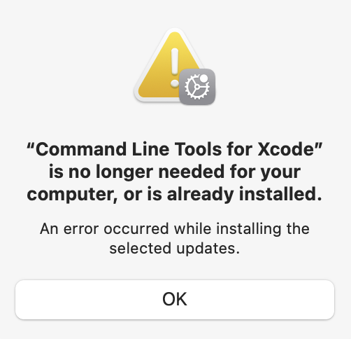 Command Line Tools for Xcode - Update no longer needed