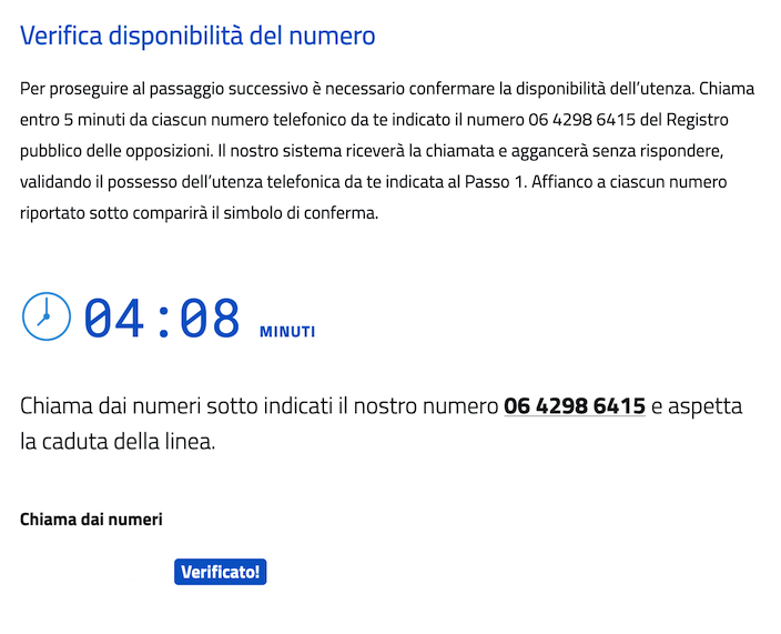 RPO (Registro pubblico delle opposizioni) - verifica numero